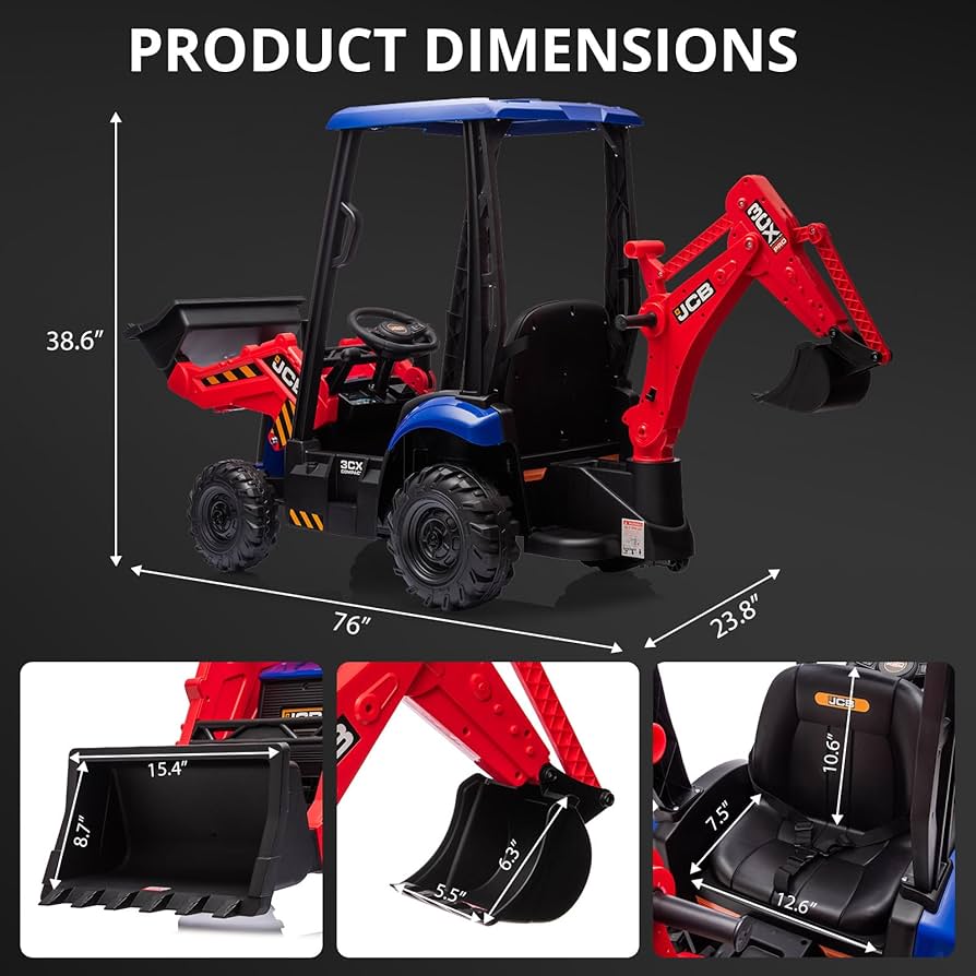 studio daydream JCB×4 Amazon.com: 4 in 1 Ride on Excavator, 12V Licensed JCB